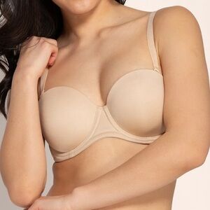 Smart & Sexy Full Support Light Lined Strapless Bra In The Buff SZ 36DDD‎ NEW
